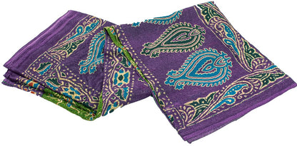 Sanskriti Vintage Saree Green-Purple Pure Cotton Tribal Print Sari 5+YD Fabric
