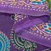 Sanskriti Vintage Saree Green-Purple Pure Cotton Tribal Print Sari 5+YD Fabric