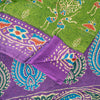 Sanskriti Vintage Saree Green-Purple Pure Cotton Tribal Print Sari 5+YD Fabric