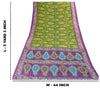 Sanskriti Vintage Saree Green-Purple Pure Cotton Tribal Print Sari 5+YD Fabric