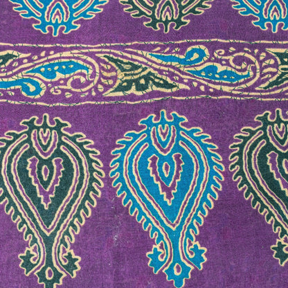 Sanskriti Vintage Saree Green-Purple Pure Cotton Tribal Print Sari 5+YD Fabric
