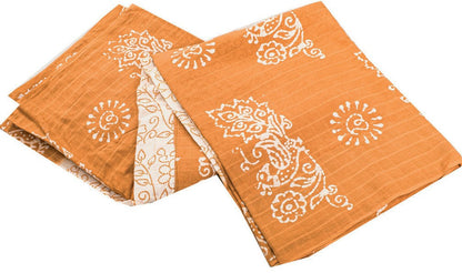 Sanskriti Vintage Sarees White & Brown Pure Cotton Peacock Batik Work 5+YD Sari