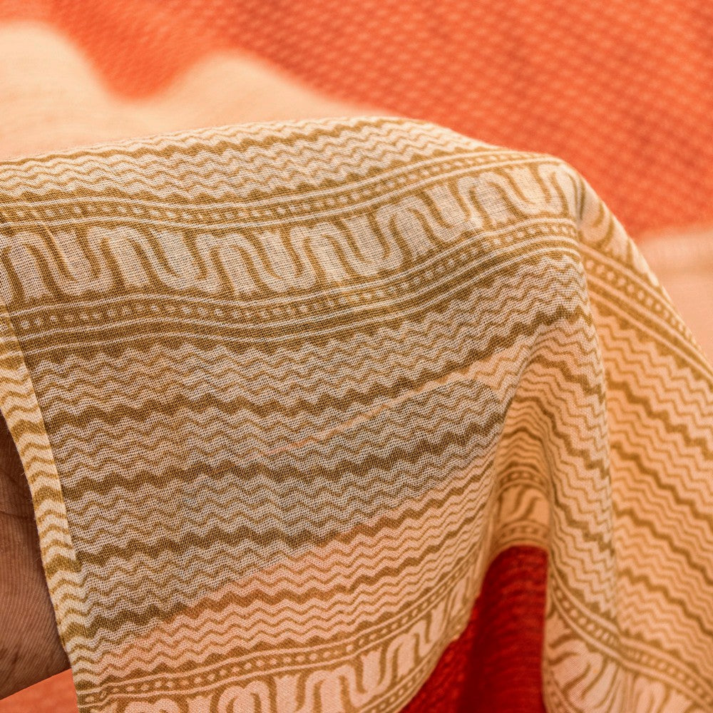 Sanskriti Vintage Sarees Crafts Deco Red Pure Cotton Floral BlockPrint 5+YD Sari