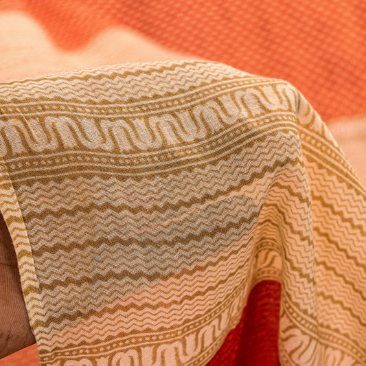 Sanskriti Vintage Sarees Crafts Deco Red Pure Cotton Floral BlockPrint 5+YD Sari