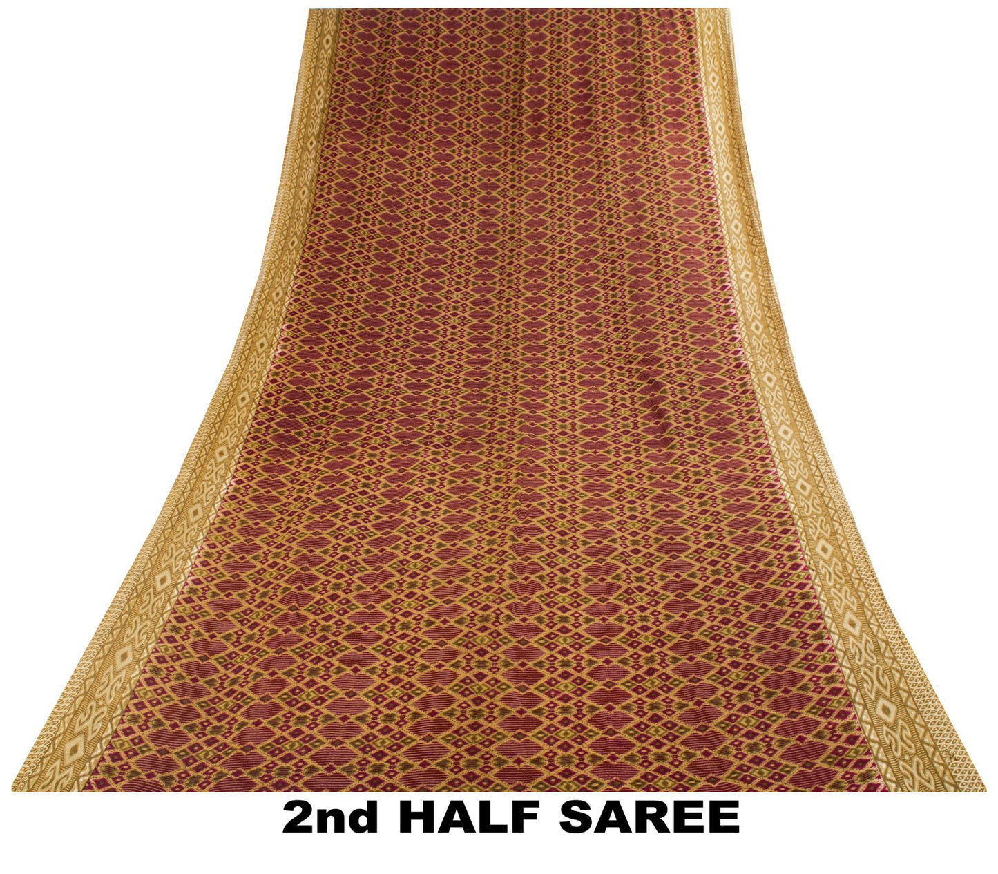 Sanskriti Vintage Saree Purple 100%Pure Cotton Ikat Printed Sari Fabric 5.5+Yard