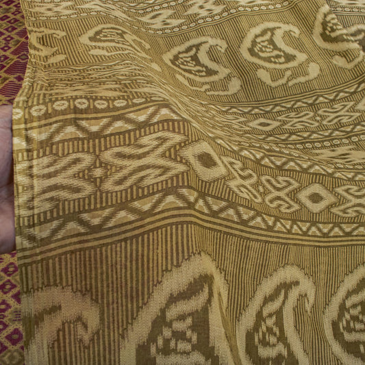 Sanskriti Vintage Saree Purple 100%Pure Cotton Ikat Printed Sari Fabric 5.5+Yard
