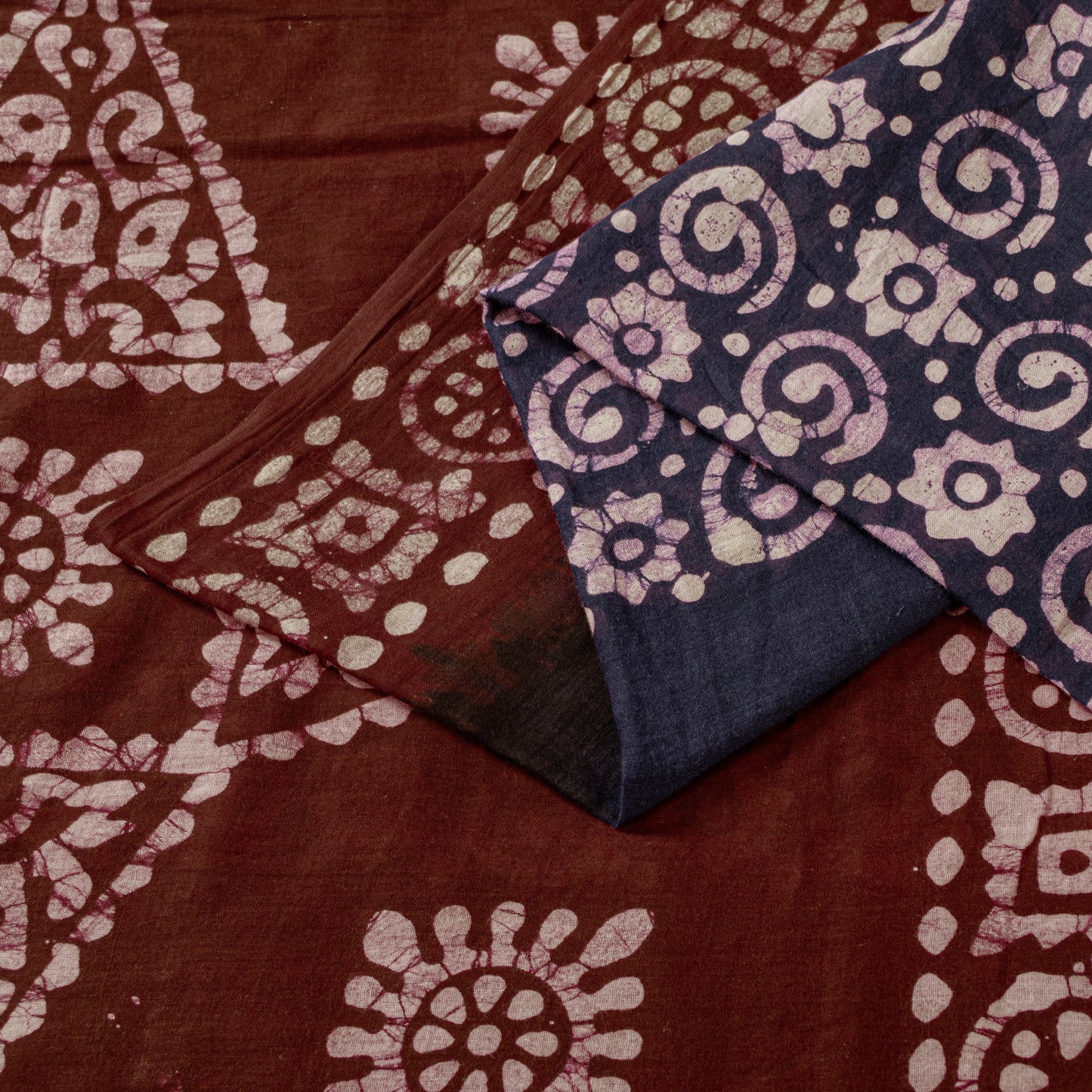 Sanskriti Vintage Sarees Blue & Red Pure Cotton Batik Work 5+YD Textile 5+YDSari