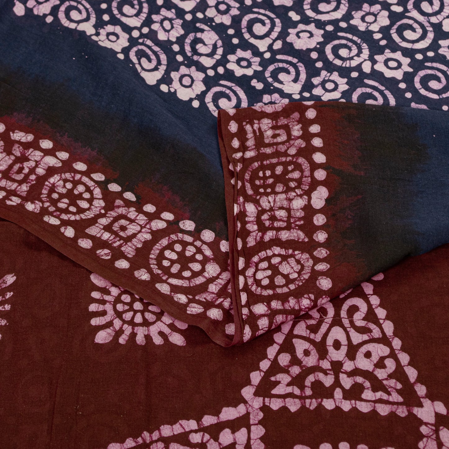 Sanskriti Vintage Sarees Blue & Red Pure Cotton Batik Work 5+YD Textile 5+YDSari