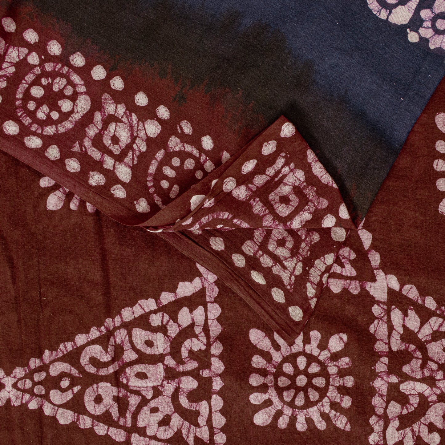 Sanskriti Vintage Sarees Blue & Red Pure Cotton Batik Work 5+YD Textile 5+YDSari