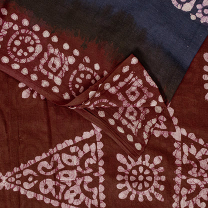 Sanskriti Vintage Sarees Blue & Red Pure Cotton Batik Work 5+YD Textile 5+YDSari