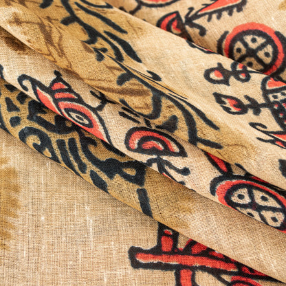 Sanskriti Vintage Sarees Brown Pure Cotton Elephant Cart Print 5+YD Indian Sari
