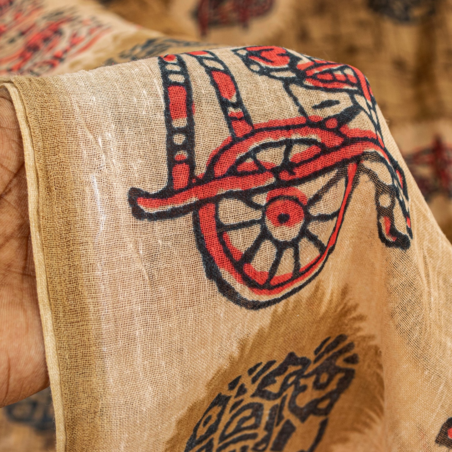 Sanskriti Vintage Sarees Brown Pure Cotton Elephant Cart Print 5+YD Indian Sari