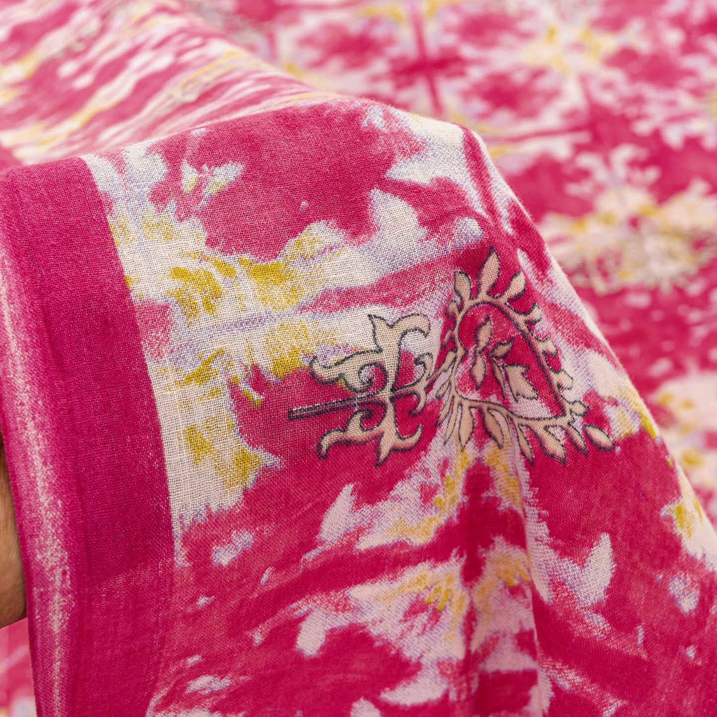 Sanskriti Vintage Craft Supplies Pink Floral Print Sarees Pure Cotton 5+YD Sari