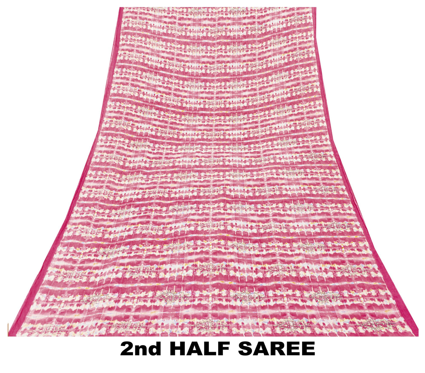 Sanskriti Vintage Craft Supplies Pink Floral Print Sarees Pure Cotton 5+YD Sari