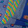 Sanskriti Vintage Sarees Blue Pure Cotton Floral Geometric Print 5+YD FabricSari