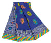 Sanskriti Vintage Sarees Blue Pure Cotton Floral Geometric Print 5+YD FabricSari