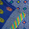 Sanskriti Vintage Sarees Blue Pure Cotton Floral Geometric Print 5+YD FabricSari