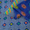 Sanskriti Vintage Sarees Blue Pure Cotton Floral Geometric Print 5+YD FabricSari