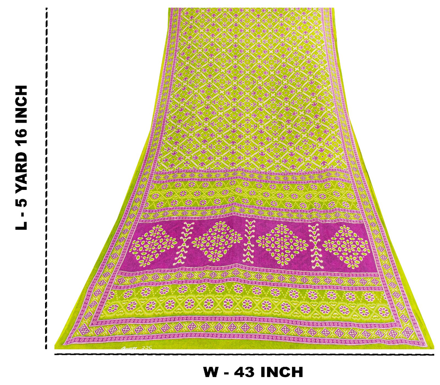 Sanskriti Vintage Sarees Green & Purple Pure Cotton Ikat Patola Print 5+YD Sari
