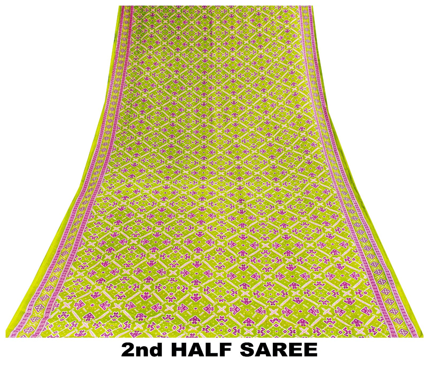 Sanskriti Vintage Sarees Green & Purple Pure Cotton Ikat Patola Print 5+YD Sari