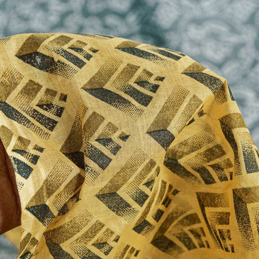 Sanskriti Vintage Sarees Gray & Yellow Pure Cotton 3 D Print Bandhani 5+YD Sari