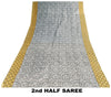 Sanskriti Vintage Sarees Gray & Yellow Pure Cotton 3 D Print Bandhani 5+YD Sari