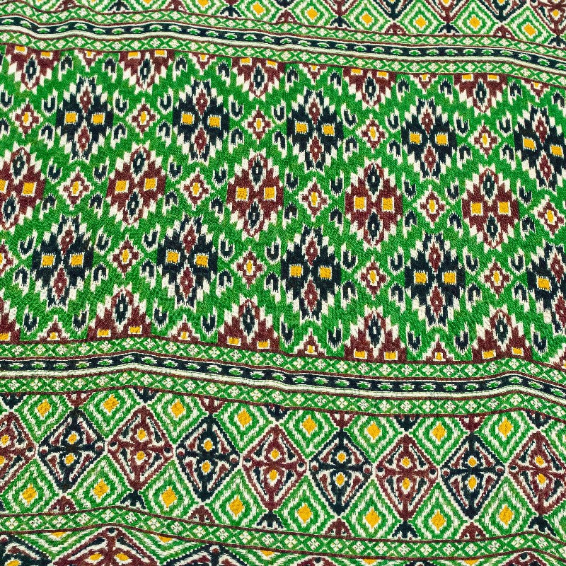 Sanskriti Vintage Sarees Green Pure Cotton Patan Patola Gujrat Print 5+YD Sari