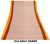 Sanskriti Vintage Sarees Ivory Pure Cotton Hand Block Print & Woven 5+YD Sari