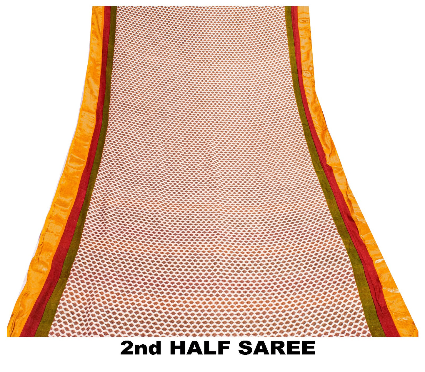 Sanskriti Vintage Sarees Ivory Pure Cotton Hand Block Print & Woven 5+YD Sari