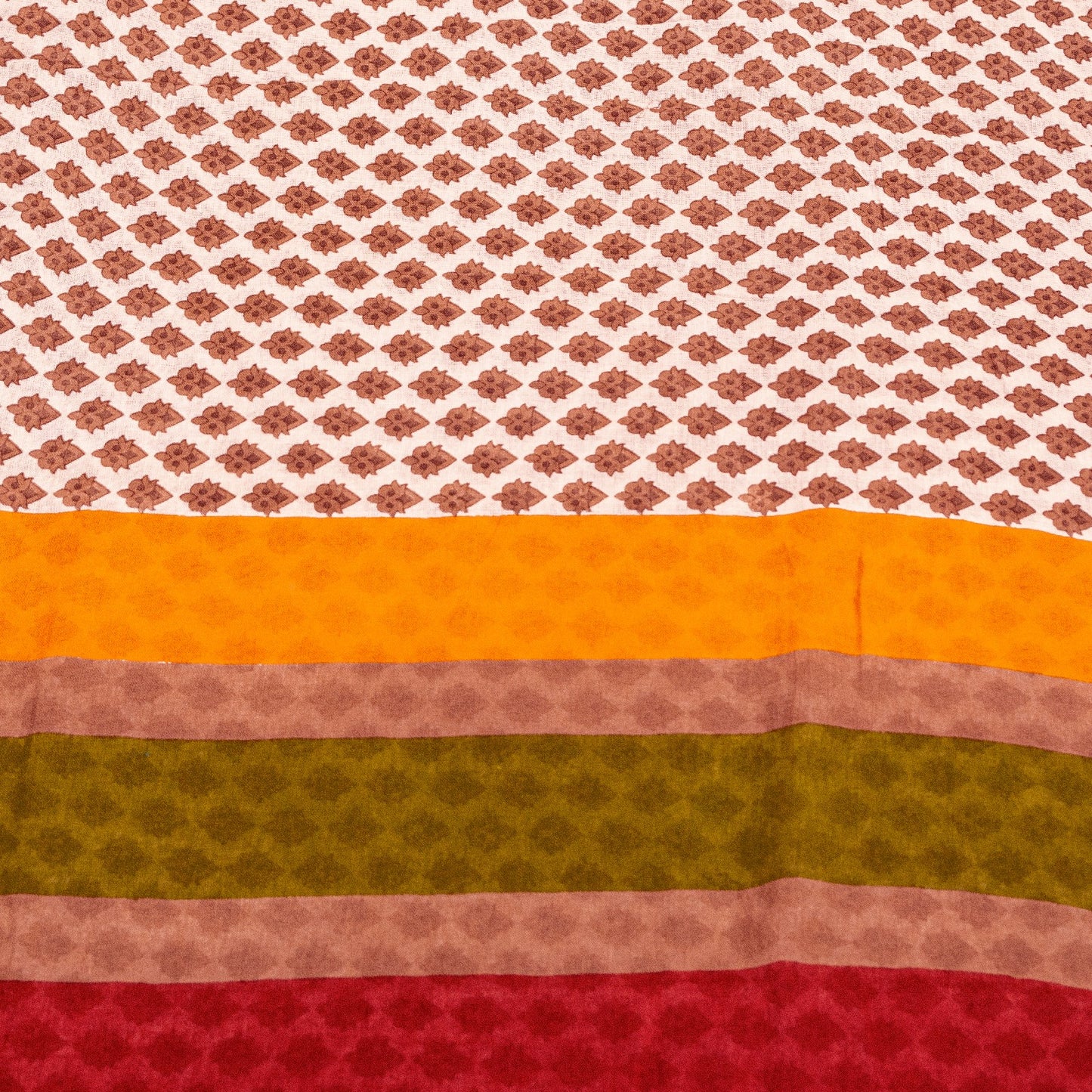Sanskriti Vintage Sarees Ivory Pure Cotton Hand Block Print & Woven 5+YD Sari