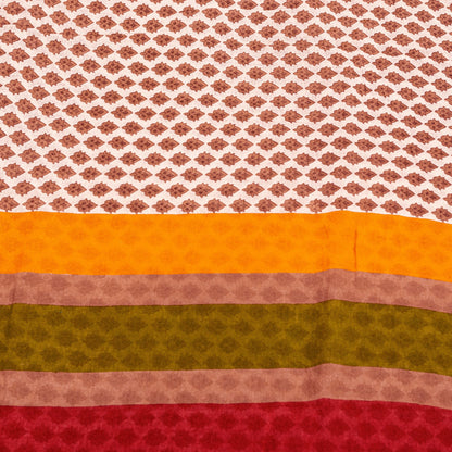Sanskriti Vintage Sarees Ivory Pure Cotton Hand Block Print & Woven 5+YD Sari