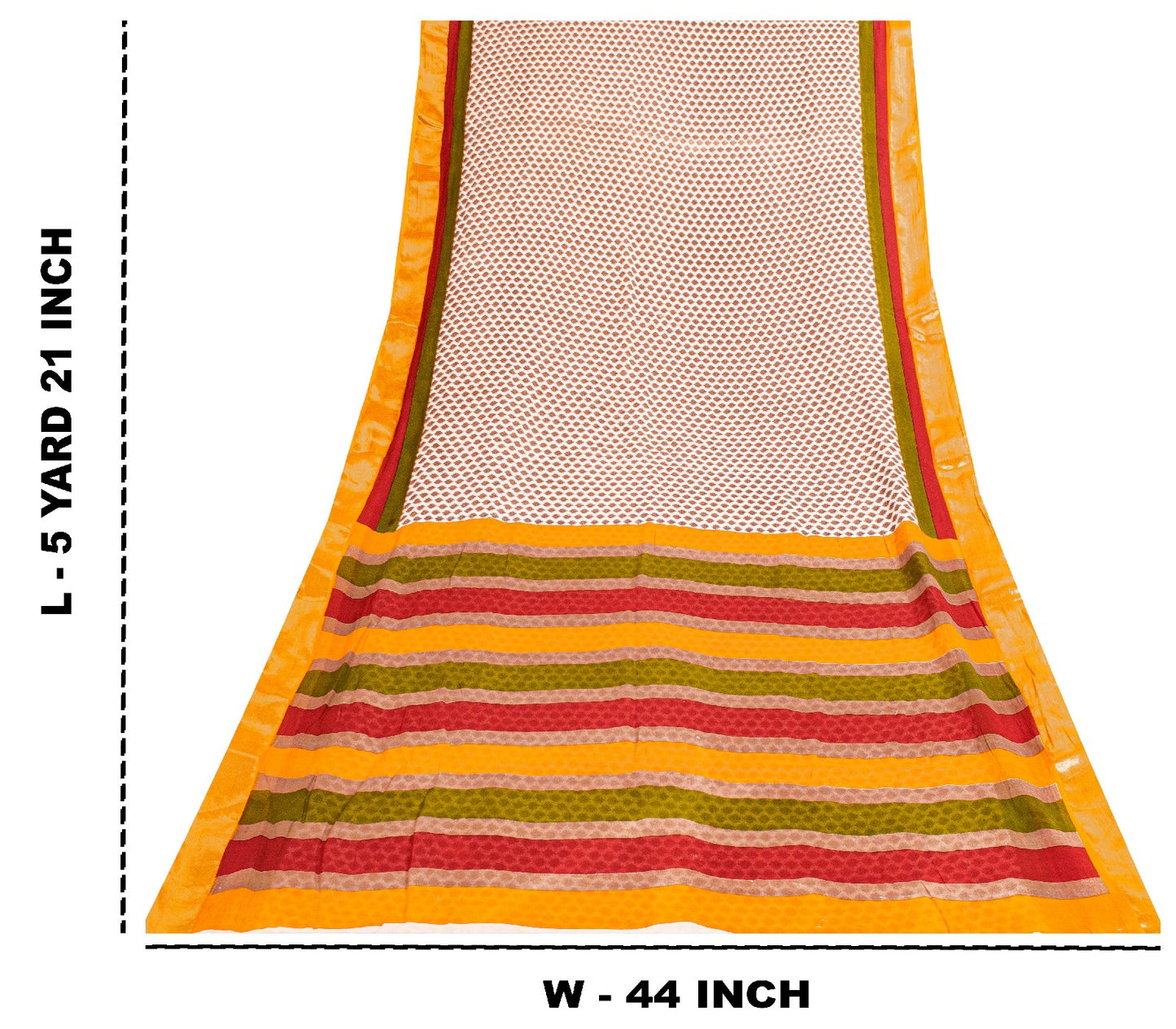 Sanskriti Vintage Sarees Ivory Pure Cotton Hand Block Print & Woven 5+YD Sari