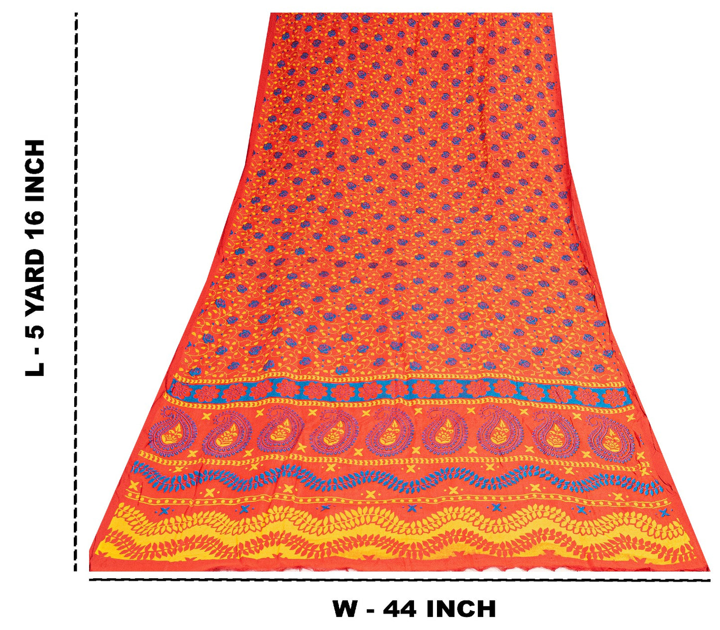 Sanskriti Vintage Sarees Red Pure Cotton Floral Print 5+YD Sustainable CraftSari