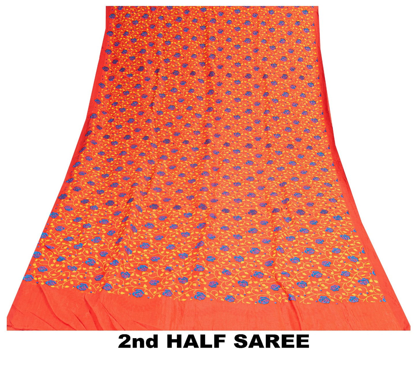 Sanskriti Vintage Sarees Red Pure Cotton Floral Print 5+YD Sustainable CraftSari
