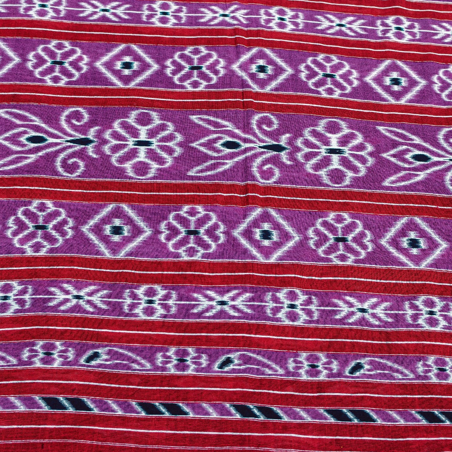 Sanskriti Vintage Sarees Blue & Pink 100%Pure Cotton Ikat Floral Print 5+YD Sari