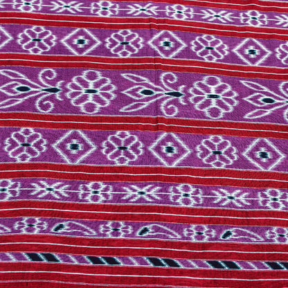 Sanskriti Vintage Sarees Blue & Pink 100%Pure Cotton Ikat Floral Print 5+YD Sari