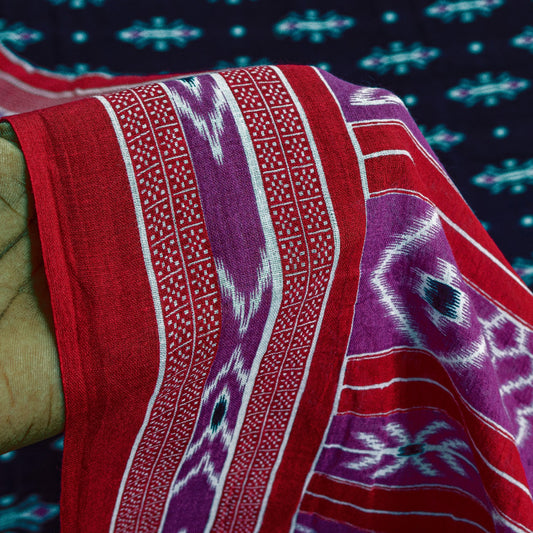 Sanskriti Vintage Sarees Blue & Pink 100%Pure Cotton Ikat Floral Print 5+YD Sari