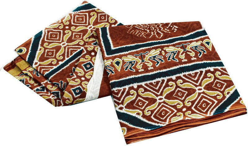 Sanskriti Vintage Sarees Brown Craft Pure Cotton Floral Peacock Print 5+YD Sari