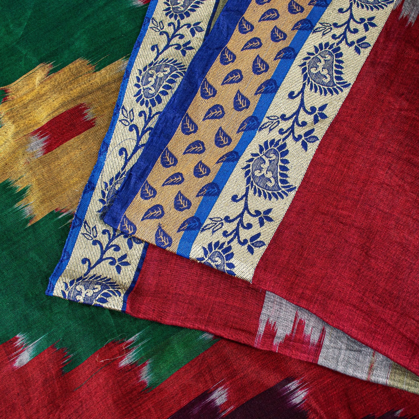 Sanskriti Vintage Brown Red Pure Cotton Ikat Saree Handwoven Geometric 5+YD Sari