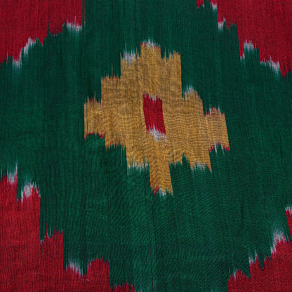 Sanskriti Vintage Brown Red Pure Cotton Ikat Saree Handwoven Geometric 5+YD Sari