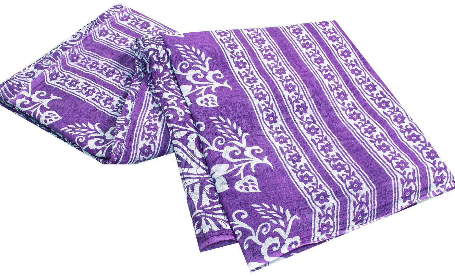 Sanskriti Vintage Saree Purple 100% Pure Cotton 5+Yd Saree Kalamkari Paisely Printed Indian Craft Sari For Crafting, Upcycling, Wearing