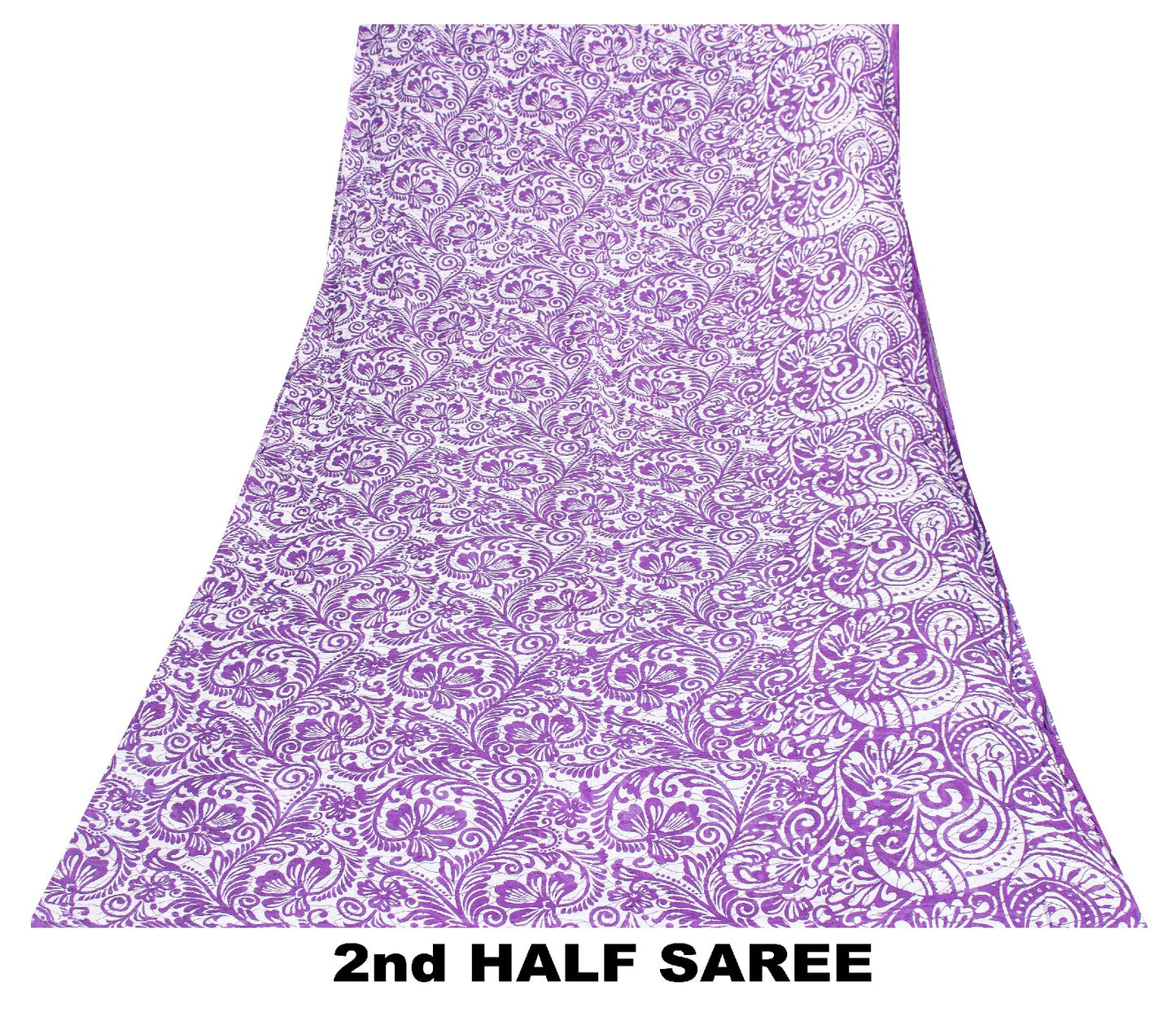 Sanskriti Vintage Saree Purple 100% Pure Cotton 5+Yd Saree Kalamkari Paisely Printed Indian Craft Sari For Crafting, Upcycling, Wearing