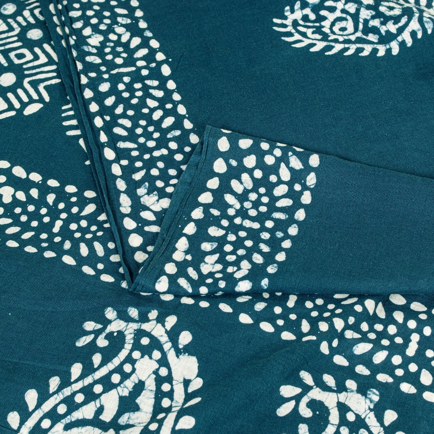 Sanskriti Vintage Sarees Blue Batik Work Paisley Pure Cotton 5+YD Heritage Sari