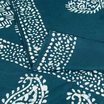 Sanskriti Vintage Sarees Blue Batik Work Paisley Pure Cotton 5+YD Heritage Sari