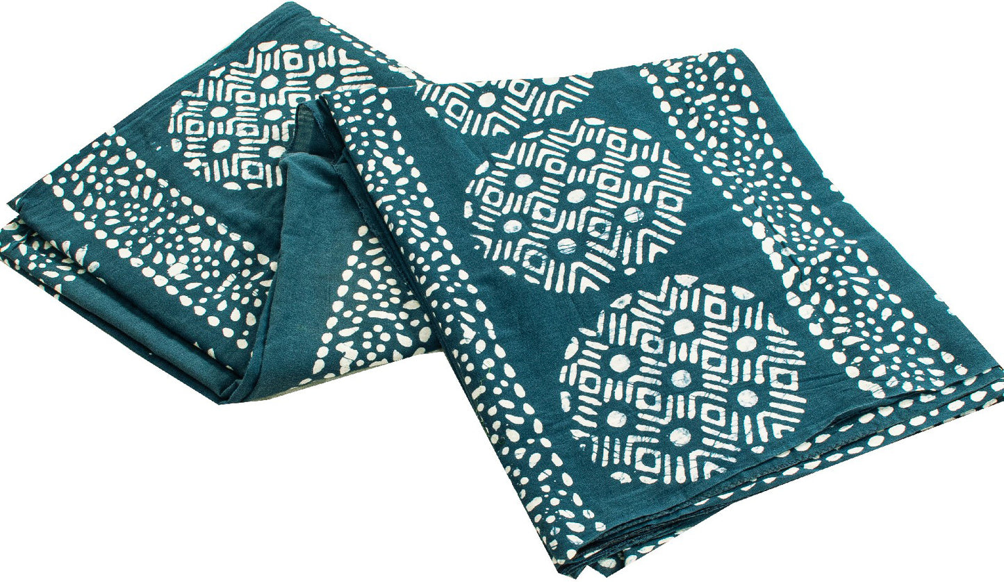 Sanskriti Vintage Sarees Blue Batik Work Paisley Pure Cotton 5+YD Heritage Sari