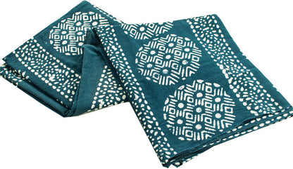 Sanskriti Vintage Sarees Blue Batik Work Paisley Pure Cotton 5+YD Heritage Sari