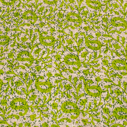 Sanskriti Vintage Green Sarees Pure Cotton Batik Print Paisle ySari 5.5YD Fabric