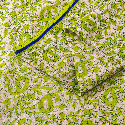 Sanskriti Vintage Green Sarees Pure Cotton Batik Print Paisle ySari 5.5YD Fabric