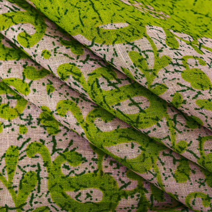 Sanskriti Vintage Green Sarees Pure Cotton Batik Print Paisle ySari 5.5YD Fabric