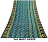 Sanskriti Vintage Sarees Blue Pure Cotton Floral Ikat Print 5+YD Sari